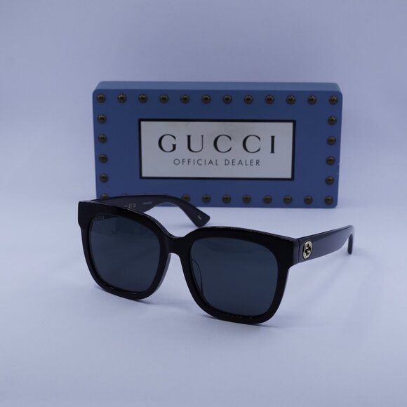 Gucci GG0034SAN 001 Square Sunglasses - Black\Grey - Picture 1 of 12